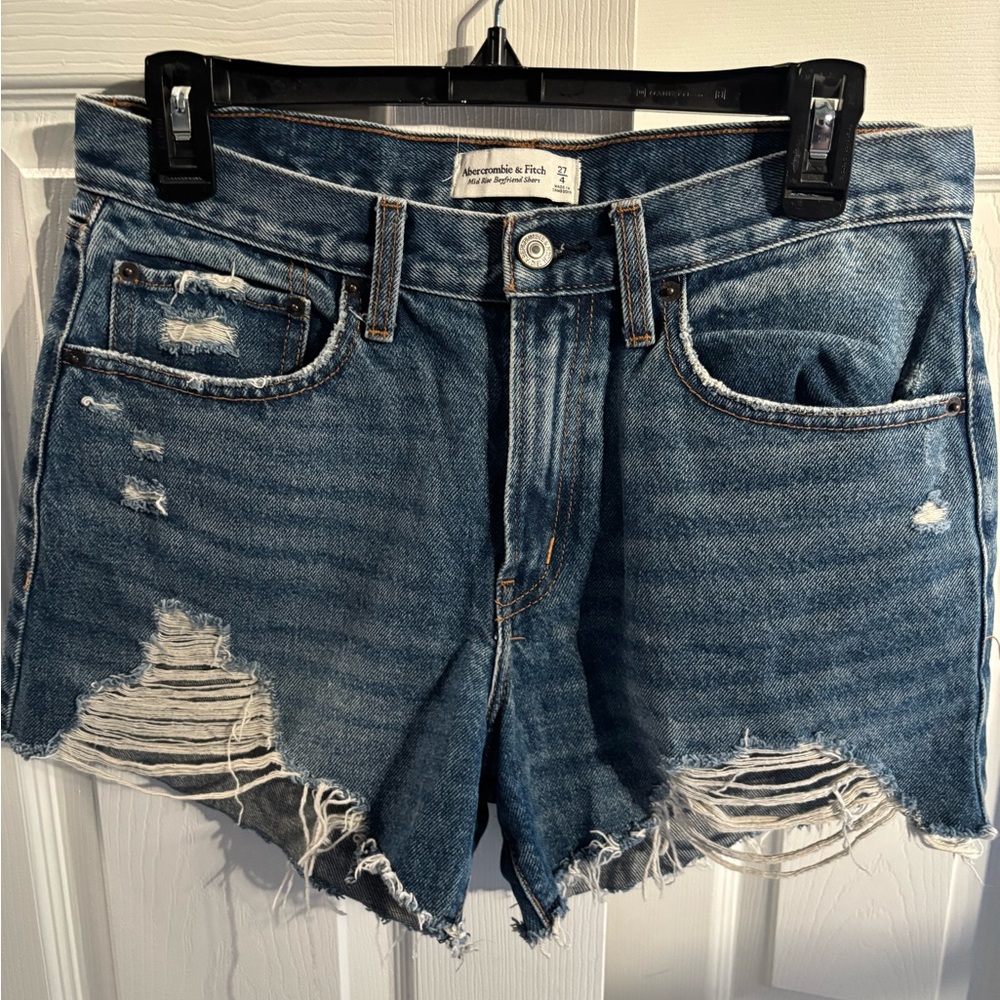 Abercrombie & Fitch Ripped Blue Jean Shorts